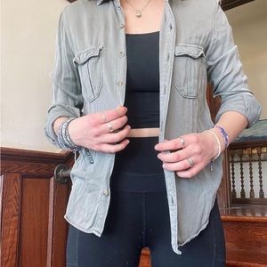 American eagle green button down